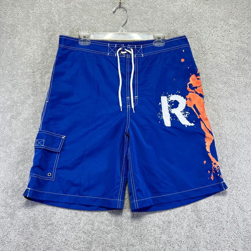 VINTAGE Polo Ralph Lauren Board Shorts Mens Large Blue Swim Trunks Surf Big Pony